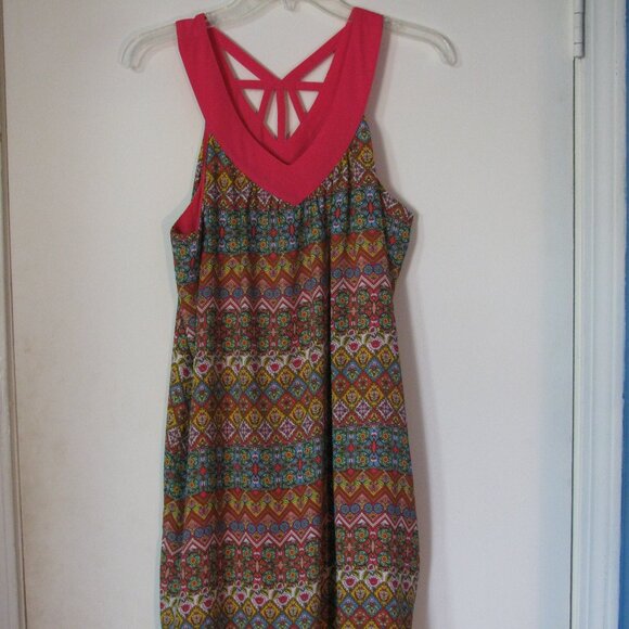 Rose & Olive Dress Medium NWT Pink Blue Print Summer SexyBack New Sheath - Picture 1 of 4